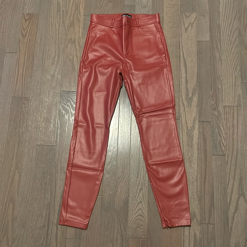 Zara wine leather pants